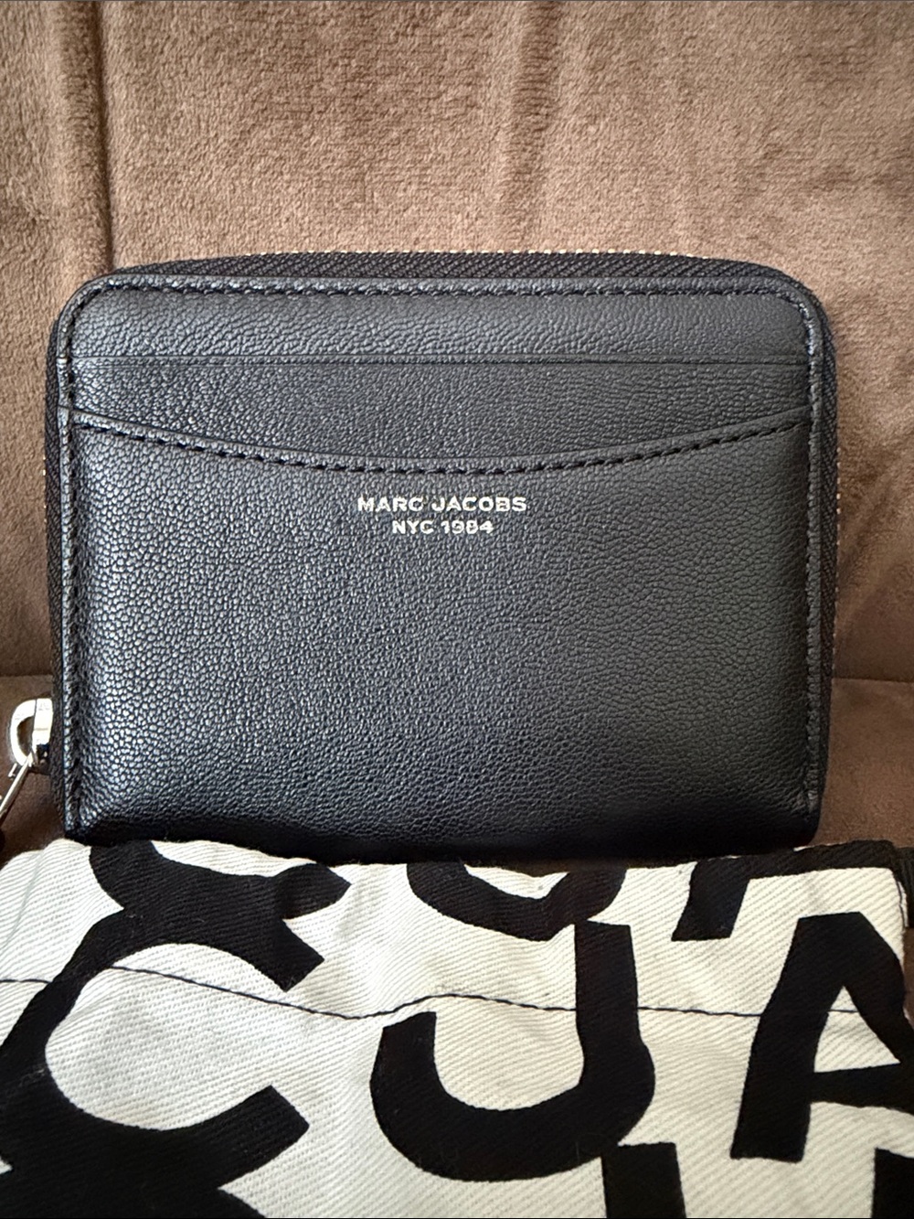 Marc Jacobs Black Pebbled Leather Zip-Around Wallet